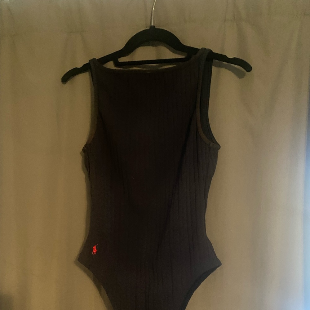 Ralph Lauren bathing suit with matching checkered navy and white wrap